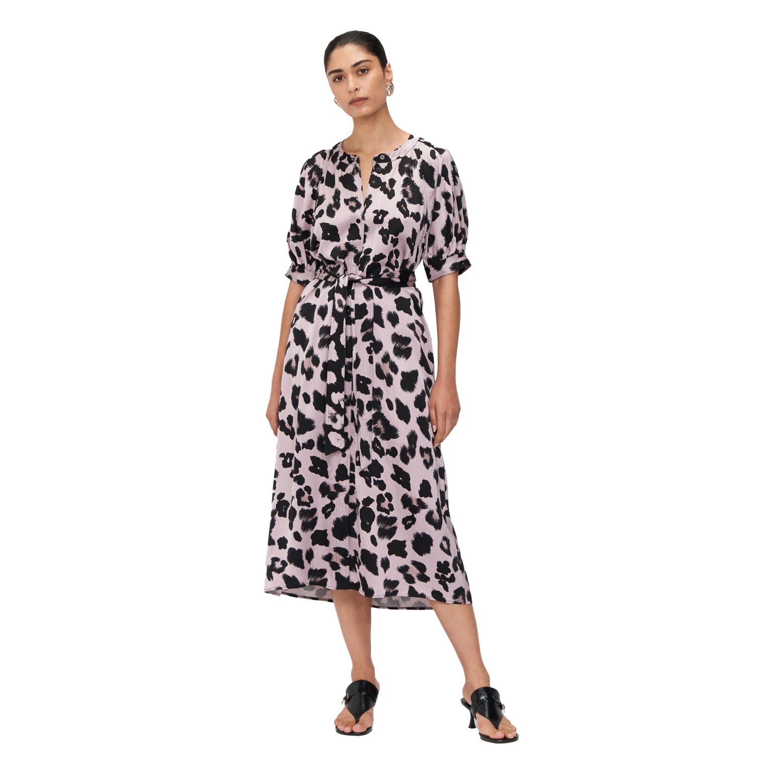 Veronika Maine Rose Fleur Leopard Shirtdress